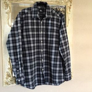 Quicksilver shirt. Long sleeved. Navy/gray/white.S